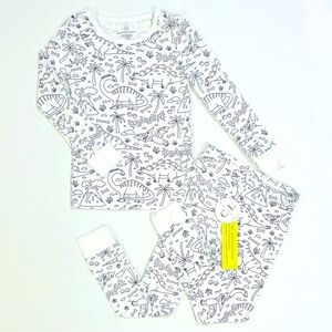 New Caden Lane Colorable Pajamas Set Boys 7/8 Girls Dinosaurs Bamboo Two Piece